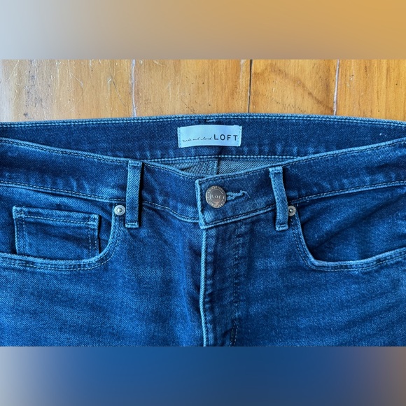 LOFT Dark Blue Raw-Hem Kick Crop High Waist Jeans Size 29, 8 - Picture 4 of 6